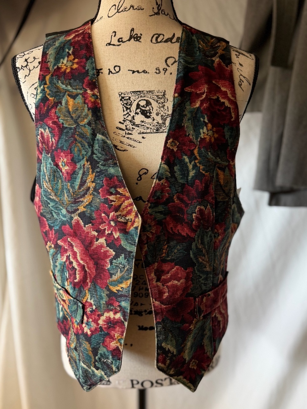 Outback Red Floral Tapestry Vest in Red, Green and Gold